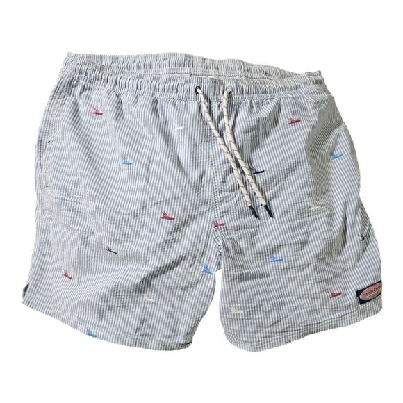 VINEYARD‎ VINES Blue White Seersucker Swim Trunks - Size XL - Picture 1 of 6